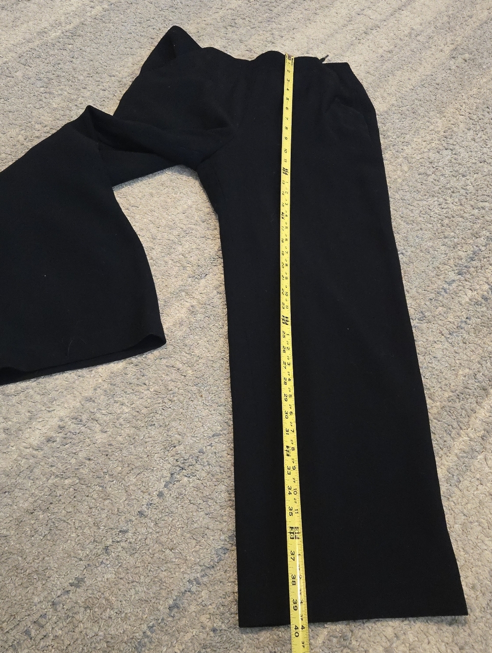 Vintage Lauren Ralph Lauren 10P Black Worsted Wool Wide Leg Pants Lace-Up Back - Picture 4 of 8